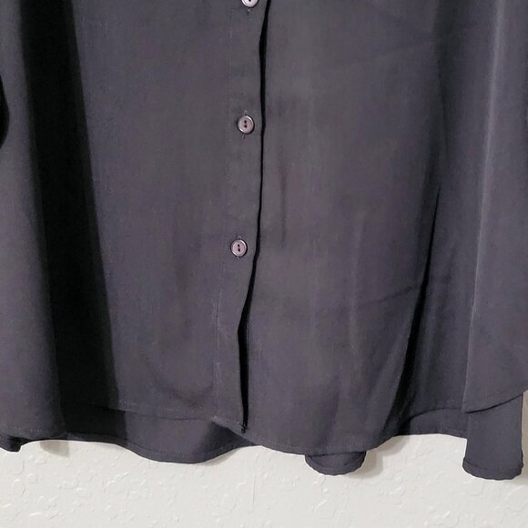Andree by Unit Womens Long Sleeve Button Up Shirt Sz S Black Oversized Lagenlook - Picture 5 of 10